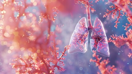 Canvas Print - Lungs medical technology background 3D colorful illustra