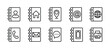 Address book thin line icon set. Containing contact, user, home location, mail, email, Email, website, telephone, mobile, fax for app and website. Vector illustration