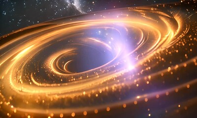 Wall Mural - golden spiral galaxy in space. the concept of space exploration.