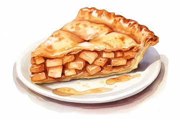 Wall Mural - Delicious Homemade Pastry, a Tasty White Fruit Pie with Fresh Apple Slices, on a Golden Brown Crust, Closeup.