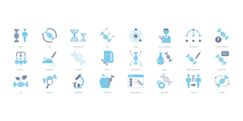 Wall Mural - Genetics icons set. Set of editable stroke icons.Vector set of Genetics