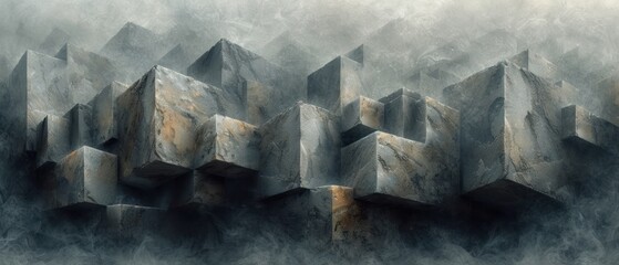 Wall Mural - A Labyrinth of Stone, The Ancient Ruins, A Maze of Concrete Blocks, A City Carved from Stone.