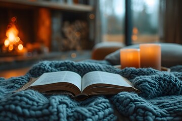 open book mockup on a blanket