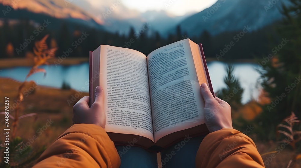 person holding an open book mockup Stock Photo | Adobe Stock