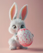 Colorful Easter bunny on a pastel color background