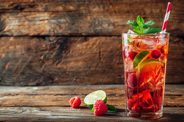 Canvas Print - a cocktail against a wooden background