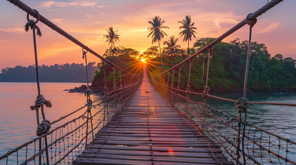 Wall Mural - bridge at sunset