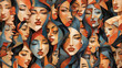 Kubistische Collage vieler Gesichter