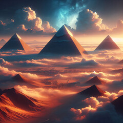 Wall Mural - Heavenly Pyramids - Ethereal Cloudscape Wonders