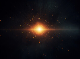 Wall Mural - light flare in the dark space. abstract background with shiny lens glare effect.