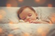 young baby sleeping on a white bed