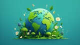 Fototapeta Sypialnia - The Earth Day background with green theme.