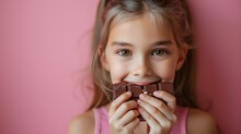 Indulging in a Decadent Chocolate Treat: A Sweet-Toothed Young Girl's Delight. Concept Chocolate Delight, Sweet Treats, Young Girl, Indulgence, Decadent Flavor
