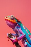 Fototapeta  - Chameleon with Vibrant Colors