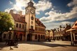 Old World Clock Tower: An antique clock tower standing tall in a historic town square, embodying the essence of Old World charm.

