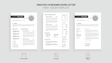 Present yourself professionally with our Minimal Resume, Cover Letter Page Set. Featuring a clean, modern design with a dark sidebar. Ideal for business job applications and multipurpose