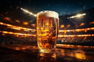 Canvas Print - a glass of beer inside a stadium