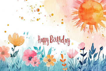 Wall Mural - A birthday sun with the words 