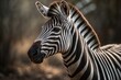 Beautiful portrait of a zebra on the savanna background