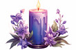 Watercolor purple advent candles in a snowy background