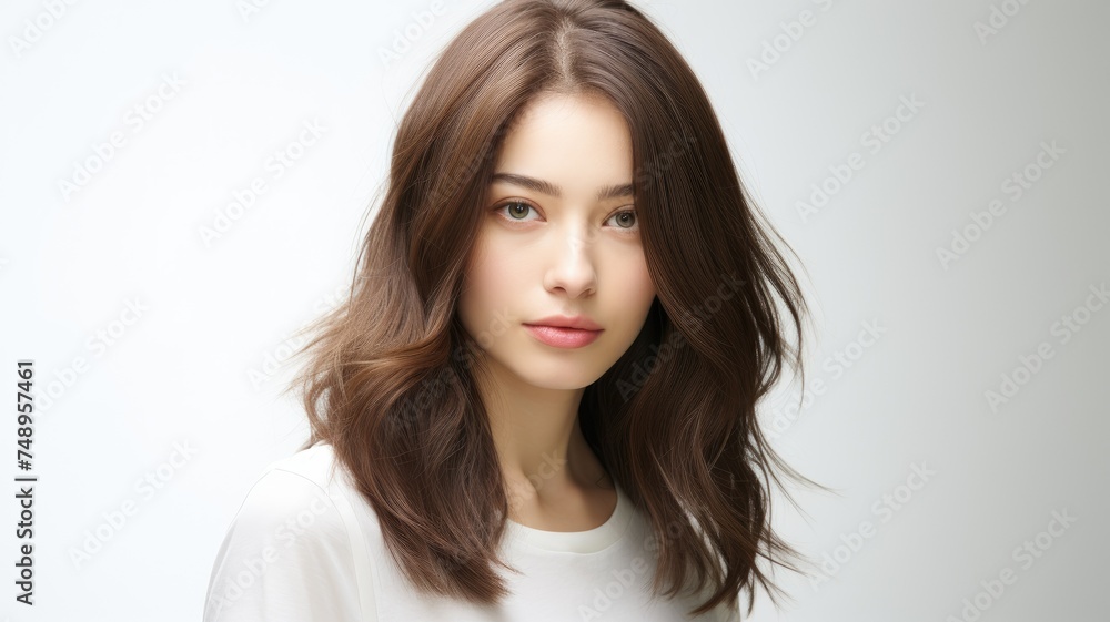 Young woman with stylish haircut and makeup - An elegant portrait of a ...