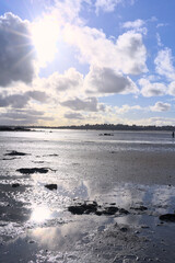 Wall Mural - Beach of Lancieux during low tide a winter afternoon 
(Brittany, France)