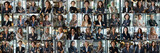 Fototapeta Młodzieżowe - Collage mosaic of photos of businesswomen of different races and ages, active business people, banner