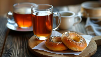 Wall Mural - Tea with bagels 