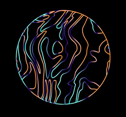 Wall Mural - holographic circle with warped and glitched texture of lines.