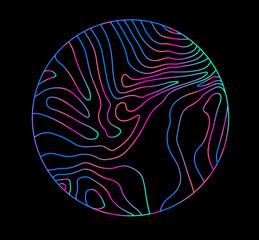 Wall Mural - holographic circle with warped and glitched texture of lines.
