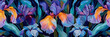 Iris flowers in bold painted seamless repeating pattern