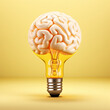 Brain in a light bulb. Creativity concept.	
