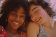 portrait of two teenage girls – Interethnic friendship, trust, togetherness