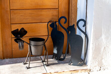 Decorative Metalwork Cats By Spanish Doorway