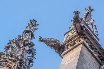 Wall Mural - Paris, France - Dec. 27 2022: The Gothic style Gargoyle on the roof of Saint-Chapelle in Paris