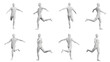 Athletic Young Man Kicking, multiple views (side, front, back), 360 degrees rotation.