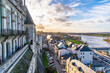 Amboise, France - Dec. 30 2022: Bird view of Loire valley from the top of Amboise Castle in France