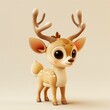 A miniature model of a cute mountain deer isolated on a pastel cream background. Square format.