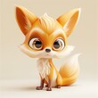 A miniature model of a cute fox isolated on a pastel cream background. Square format.