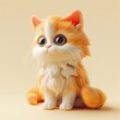 A miniature model of a cute orange cat isolated on a pastel cream background. Square format.