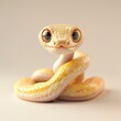 A miniature model of a cute snake isolated on a pastel cream background. Square format.