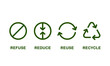 © Liena - 4r four Rs to save the environment, main eco symbols refuse reduce reuse recycle vector icons