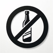 アルコールサイン関連のベクトル細い線アイコンはありません。ワインのボトルと禁止標識のグラス。白い背景に分離されました。編集可能なストローク。ベクトルの図。