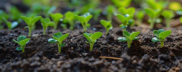 Wall Mural - sprouts seedlings in the ground.