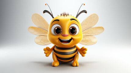 Poster - 3d cartoon bee isolated in white background