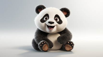 3d cartoon panda on white background