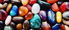 Colorful Stone Stones Placed On A Flat Surface