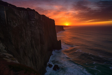 Canvas Print - ocean cliff sunset generative ai