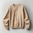 © GalleryGlider - Beige blank sweater without folds flat lay isolated on gray modern seamless background