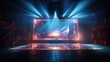 © Ruslan Batiuk - Electrifying stage: mesmerizing scenes LED panels, holographic displays, laser lights, ample copy space, dynamic banners, creating visual symphony for immersive events and cutting-edge presentations.